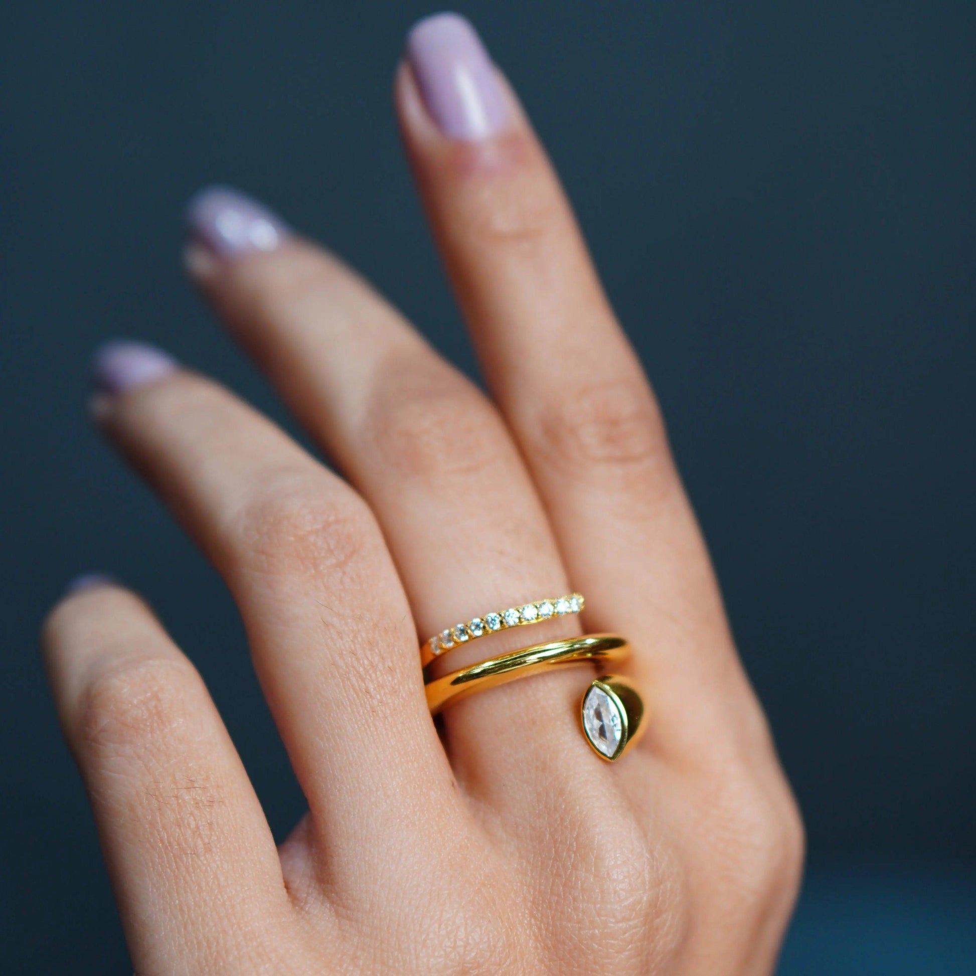 Spiral gold plated Silver Ring