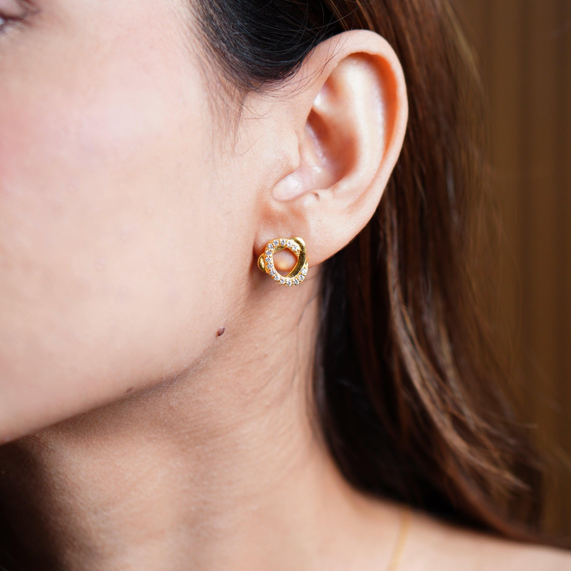 Hexa Shape Gold plated silver earing