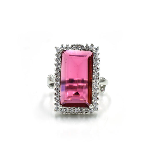 Rectangular Rosy Ruby Ring