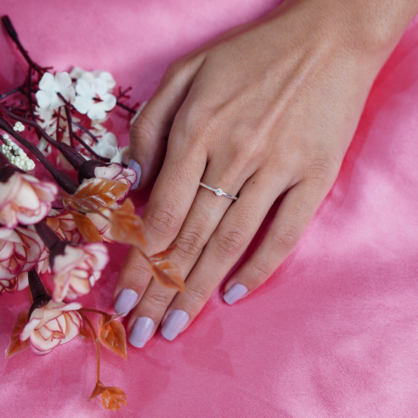 Diamond Pointed Silver Ring