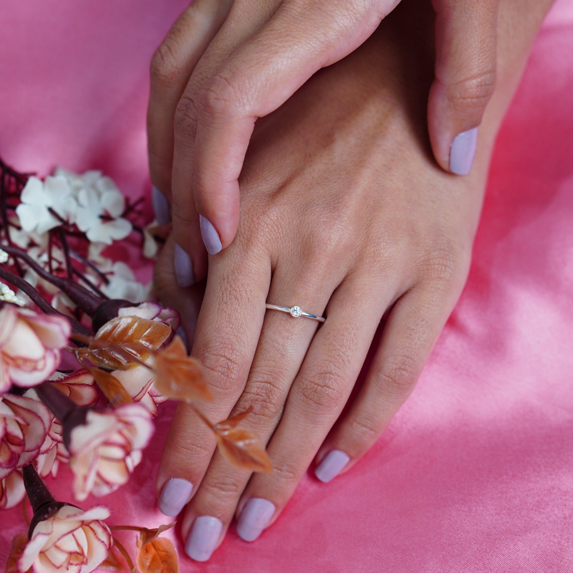 Diamond Pointed Silver Ring