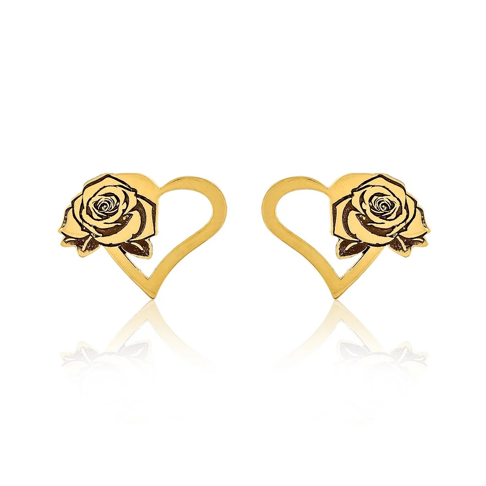 Rose Heart Studs