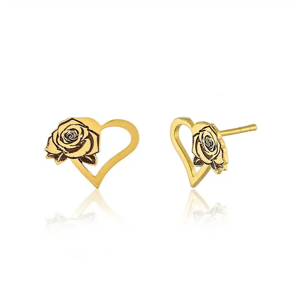 Rose Heart Studs