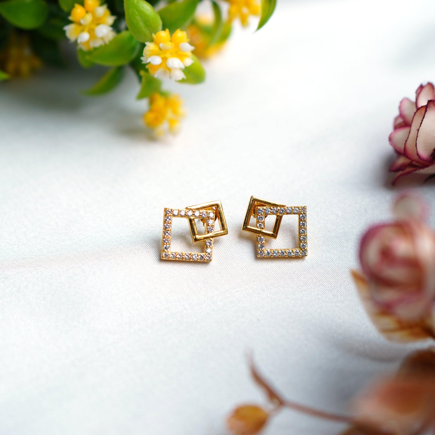 Gold Plated Square Earring