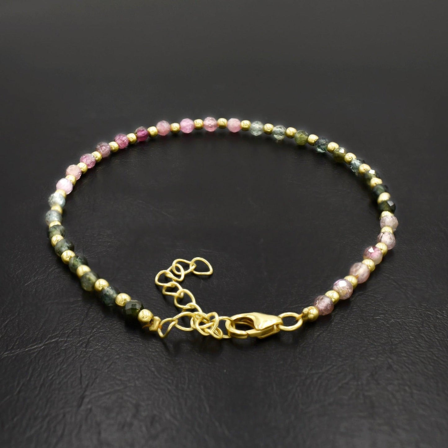 Natural Multi Tourmaline Beaded Silver Bracelet - Silvercliv