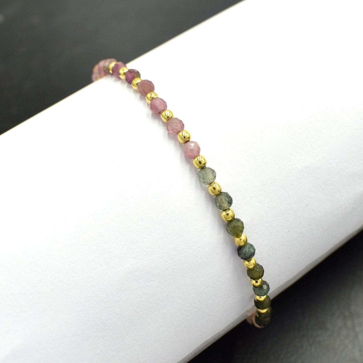 Natural Multi Tourmaline Beaded Silver Bracelet - Silvercliv