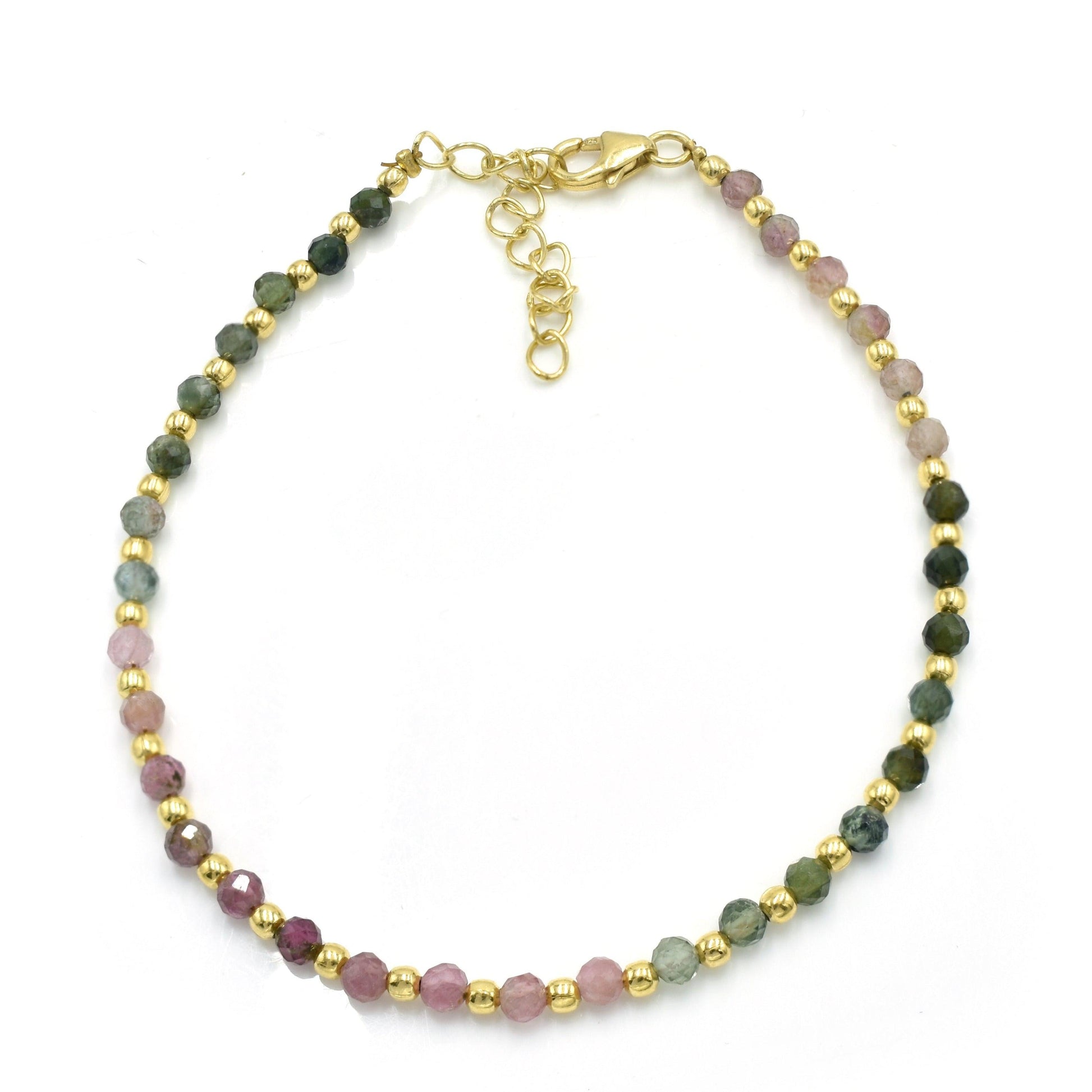 Natural Multi Tourmaline Beaded Silver Bracelet - Silvercliv