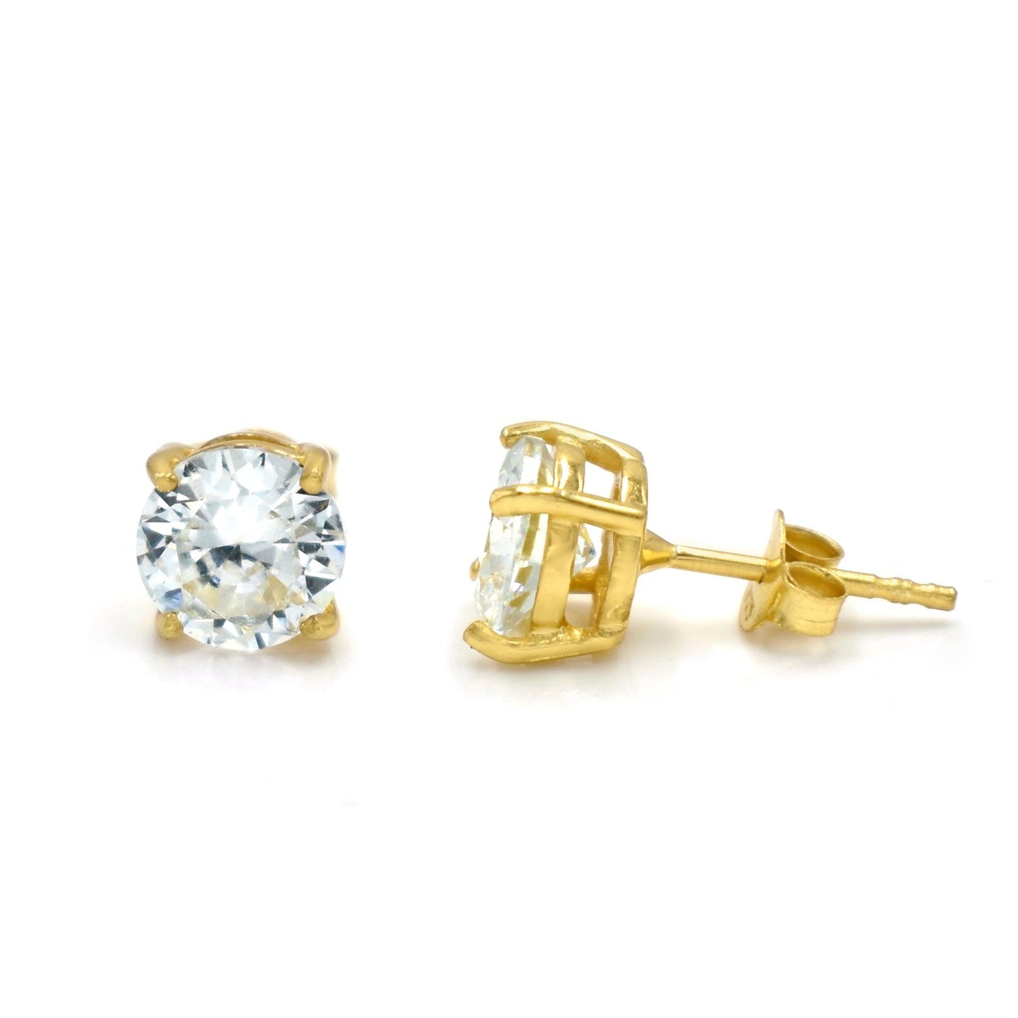 925 Silver Solitaire Diamond Zirconia Stud Earrings - Silvercliv