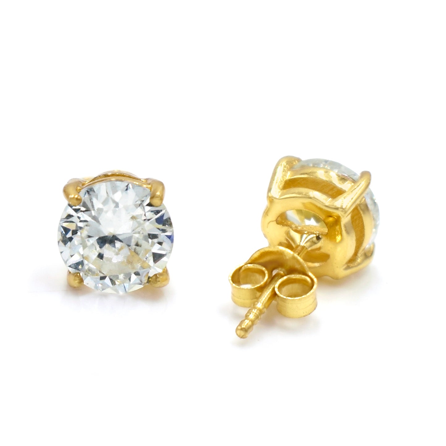 Solitaire Diamond Zirconia Stud Earrings