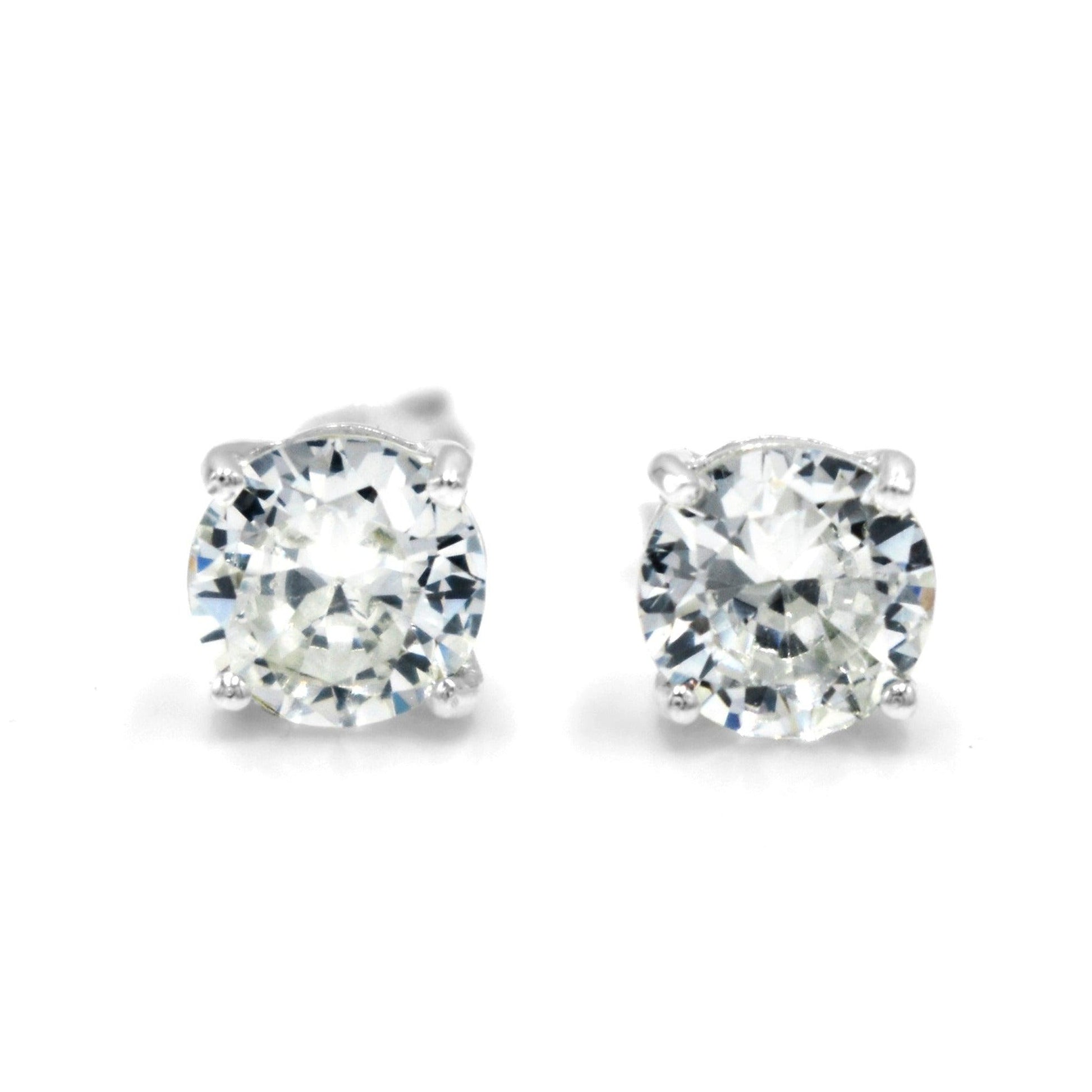 925 Silver Solitaire Diamond Zirconia Stud Earrings - Silvercliv