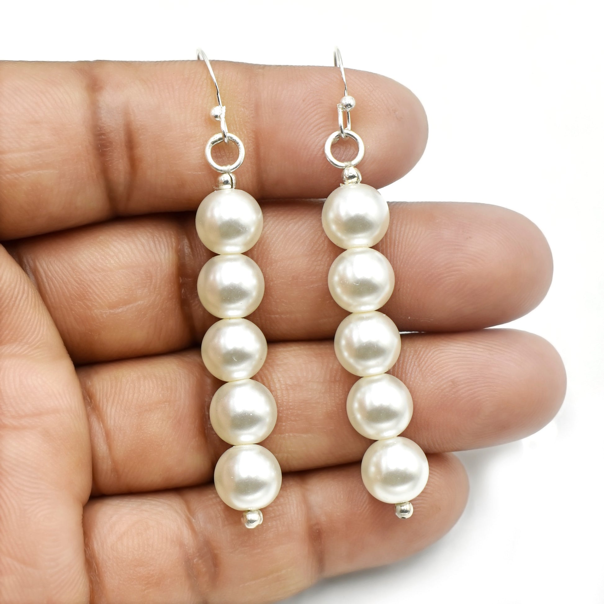 White Pearl Earrings - Silvercliv