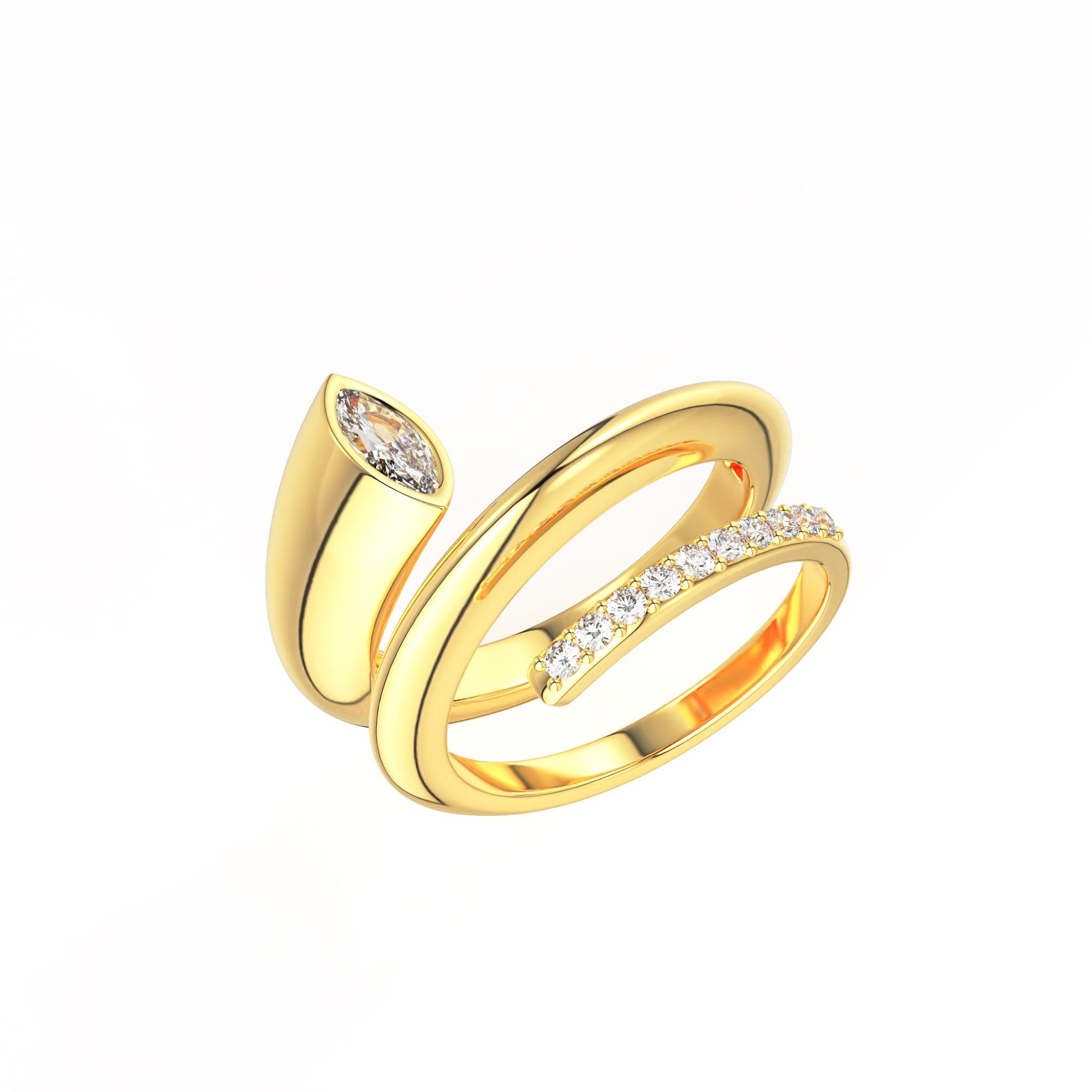 Stylish ring - Spiral gold plated Silver Ring - ring for
