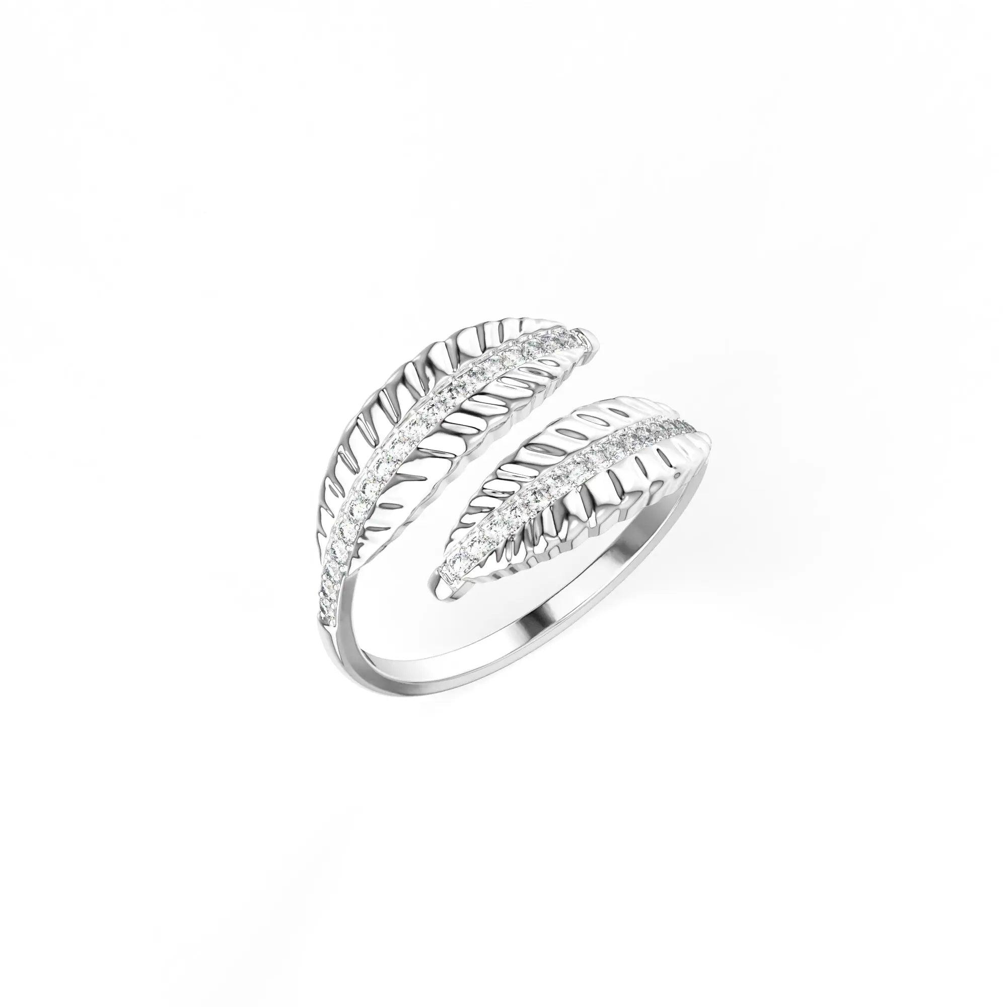 Leaf Ring | 925 Sterling Silver 14k Rose Gold Ring | Green