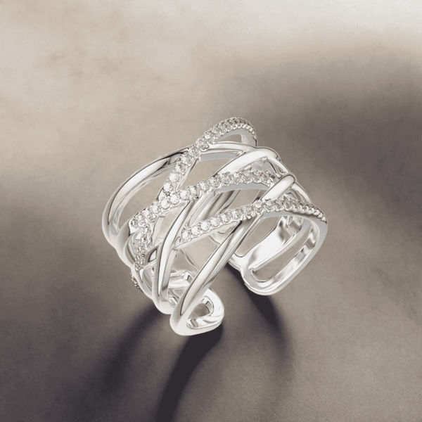 Crossiant Silver Ring