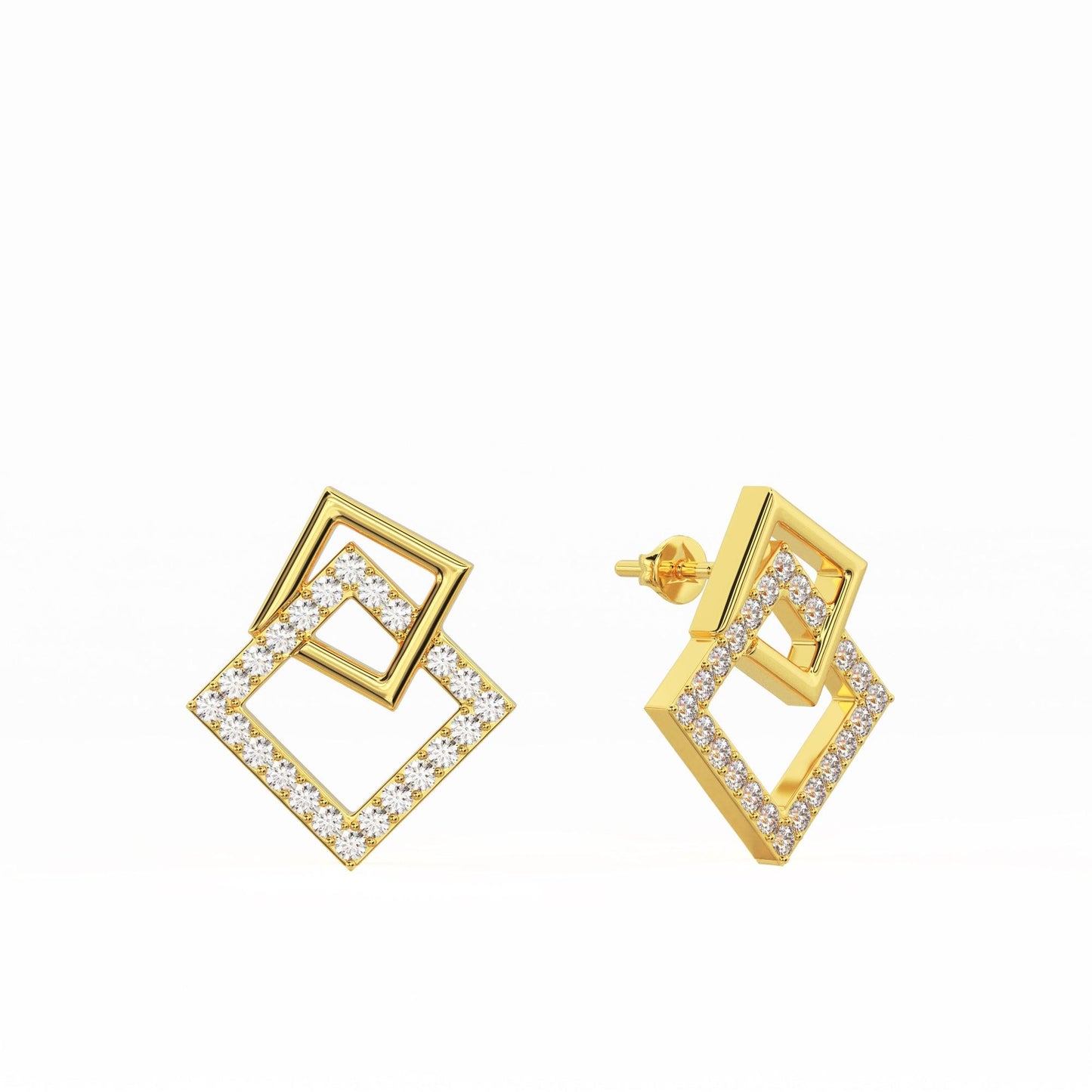 Gold Plated Square Earring - Silvercliv