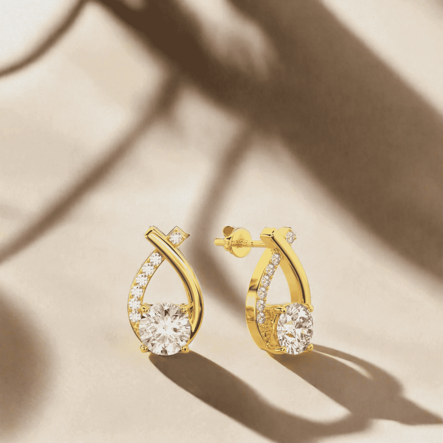 Solitaire Drop Gold Plated Earring - Silvercliv