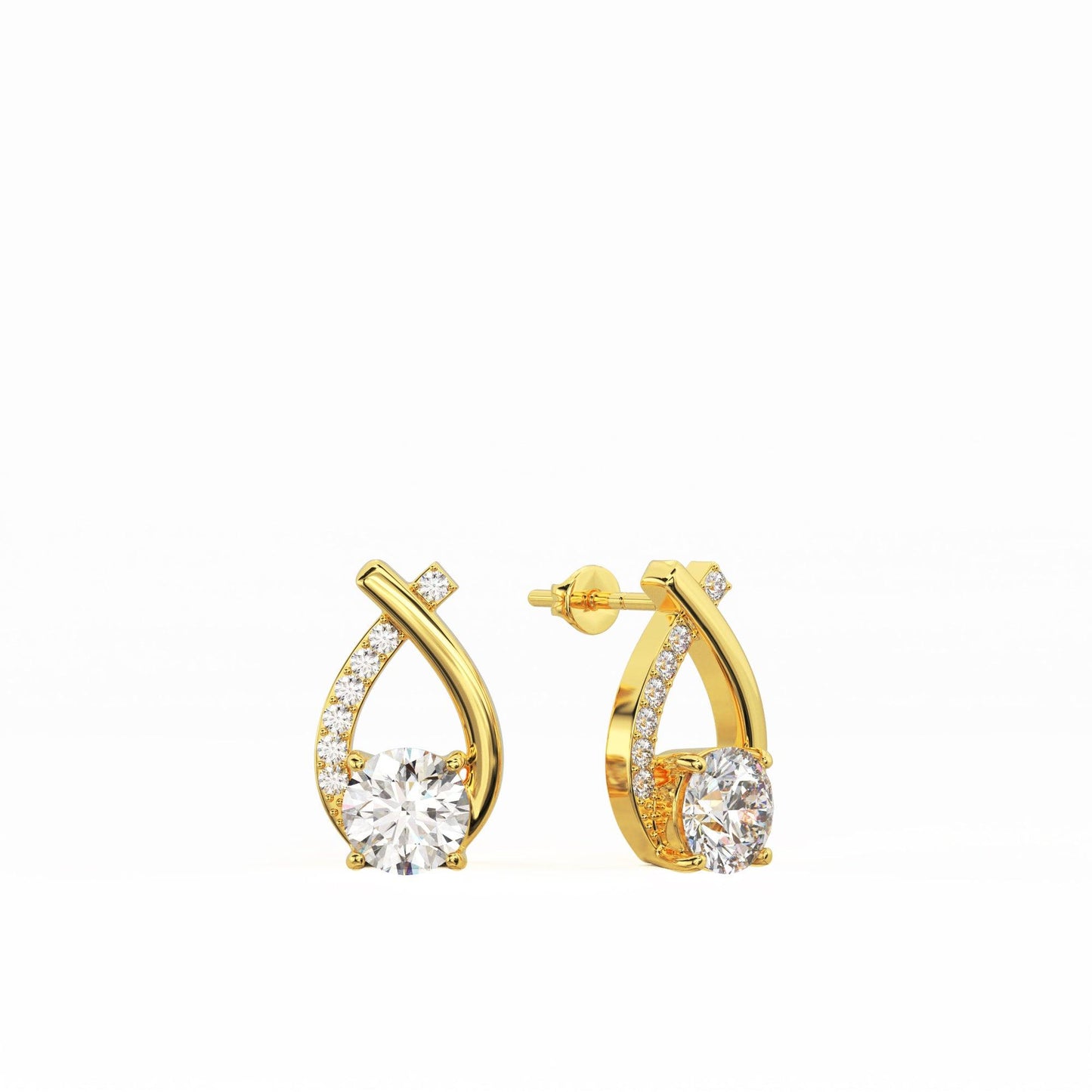 Solitaire Drop Gold Plated Earring - Silvercliv